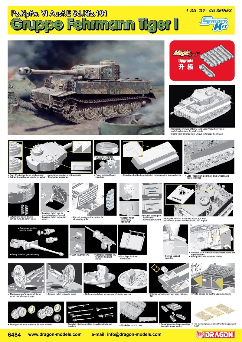 Dragon 6484, 1/35 Tiger I, Gru - Model Kit Dragon avaliação e preço